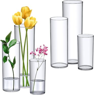 Clear Acrylic Cylinder Vase Set for Modern Home Decor